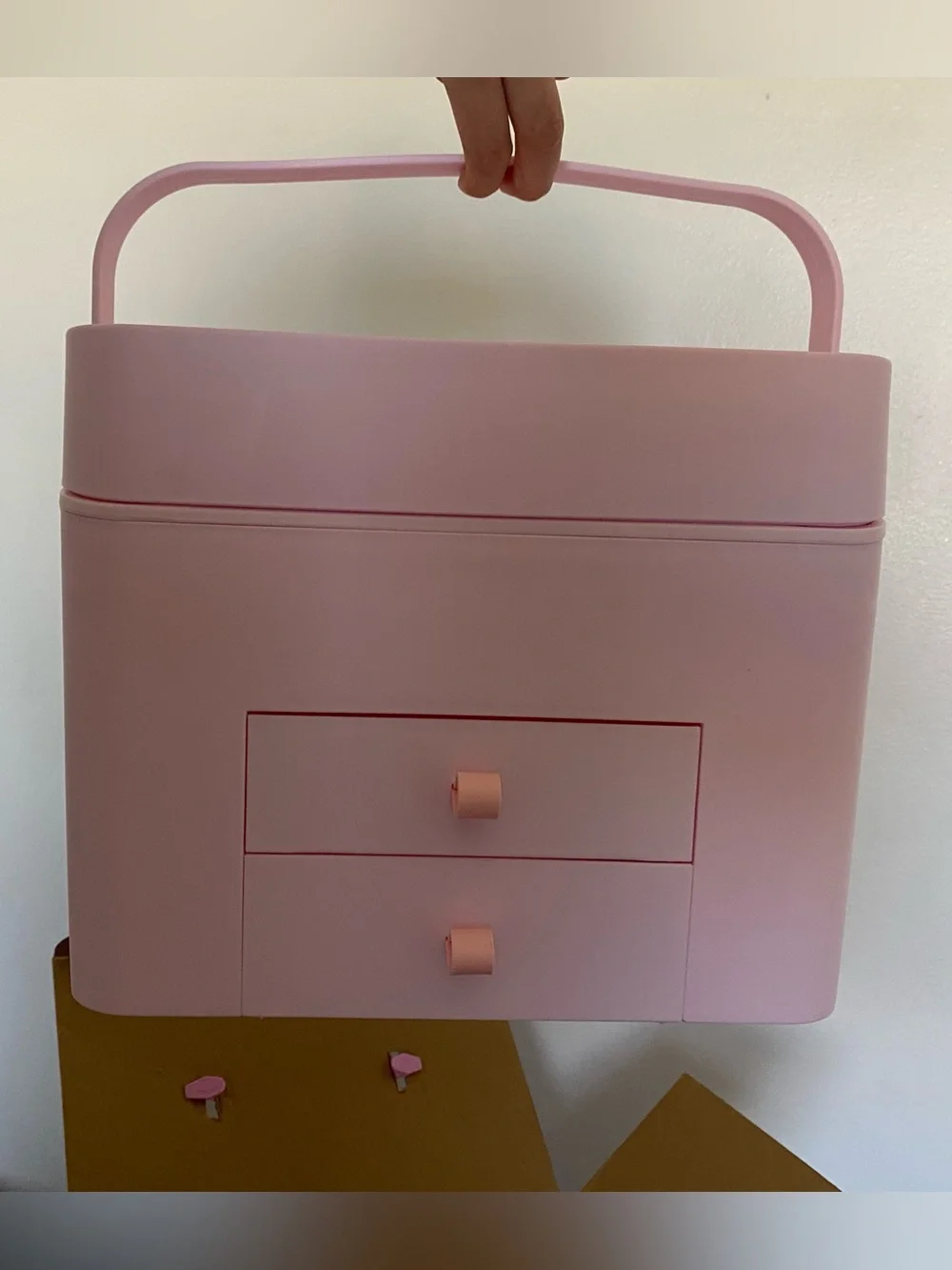 Pink Sunny Days Cosmetic Carrier with Removable LED Vanity Mirror